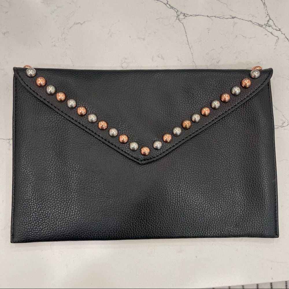 NWT B-Low the Belt black studded clutch